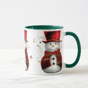 Cute Snowman in Red Velvet Kerstmis Mok