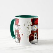 Cute Snowman in Red Velvet Kerstmis Mok (Voorkant links)