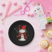 Cute Snowman in Red Velvet Kerstmis Papieren Bordje (Feest)