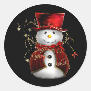 Cute Snowman in Red Velvet Kerstmis Ronde Sticker