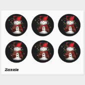 Cute Snowman in Red Velvet Kerstmis Ronde Sticker (Vel)