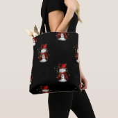 Cute Snowman in Red Velvet Kerstmis Tote Bag (Dichtbij)