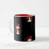 Cute Snowman in Red Velvet Kerstmis Tweekleurige Koffiemok (Voorkant links)