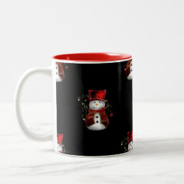 Cute Snowman in Red Velvet Kerstmis Tweekleurige Koffiemok