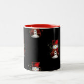 Cute Snowman in Red Velvet Kerstmis Tweekleurige Koffiemok (Center)