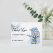 Cute Snowman in Winter Foto Kerstmis Bedankt Briefkaart (Staand voorkant)