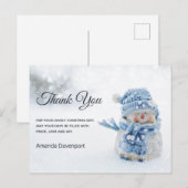 Cute Snowman in Winter Foto Kerstmis Bedankt Briefkaart (Voorkant / Achterkant)