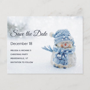 Cute Snowman in Winter Foto Save the Date Uitnodiging Briefkaart