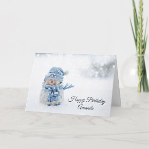Cute Snowman in Winter Fotograaf op zondag Kaart