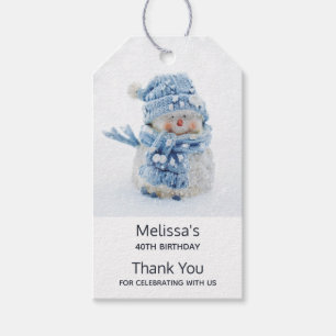 Cute Snowman in Winter Fotograaf Party Favor Cadeaulabel