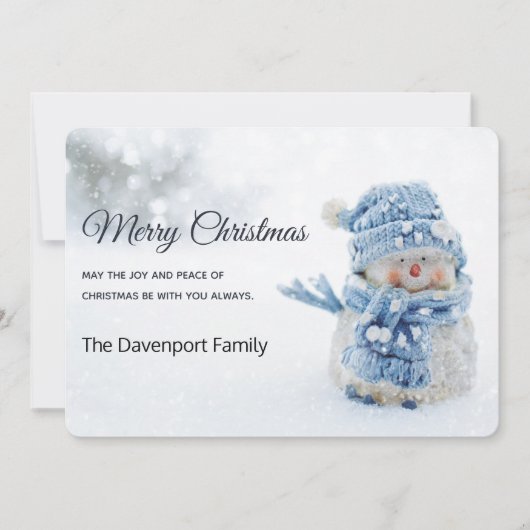Cute Snowman in Winter Fotografie Kerstmis Feestdagenkaart (Voorkant)
