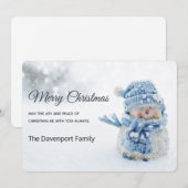 Cute Snowman in Winter Fotografie Kerstmis Feestdagenkaart (Voorkant / Achterkant)