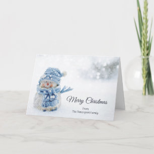 Cute Snowman in Winter Fotografie Kerstmis Kaart