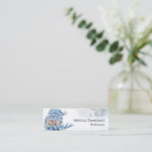 Cute Snowman in Winter Fotografie Kerstmis Mini Visitekaartje (Staand voorkant)