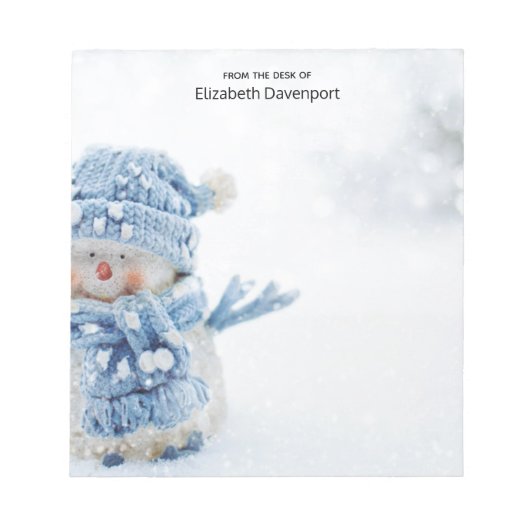 Cute Snowman in Winter Fotografie Kerstmis Notitieblok (Voorkant)