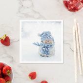 Cute Snowman in Winter Fotografie Kerstmis Servet (Insitu)