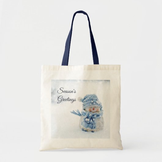 Cute Snowman in Winter Fotografie Kerstmis Tote Bag (Voorkant)