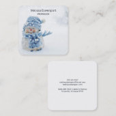 Cute Snowman in Winter Fotografie Kerstmis Vierkante Visitekaartje (Voorkant / Achterkant)