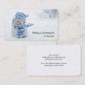 Cute Snowman in Winter Fotografie Kerstmis Visitekaartje (Voorkant / Achterkant)