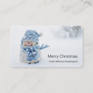Cute Snowman in Winter Fotografie Kerstmis Visitekaartje