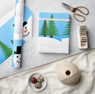 Cute Snowman in Winter Wonderland Cadeaupapier