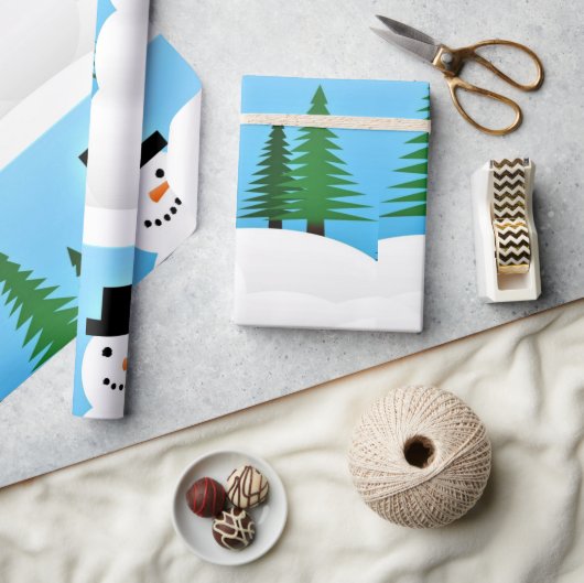 Cute Snowman in Winter Wonderland Cadeaupapier (Crafts)