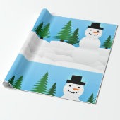 Cute Snowman in Winter Wonderland Cadeaupapier (Uitgerold)