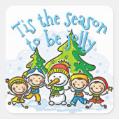 Cute Snowman is het seizoen van de juffrouw Vierkante Sticker (Voorkant)