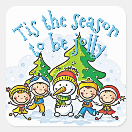 Cute Snowman is het seizoen van de juffrouw Vierkante Sticker (Voorkant)