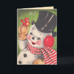 Cute Snowman Kaart<br><div class="desc">Make your Holidays special with a retro Christmas Card. Victorian Christmas Cards from an era gone by,  lovingly restored.</div>