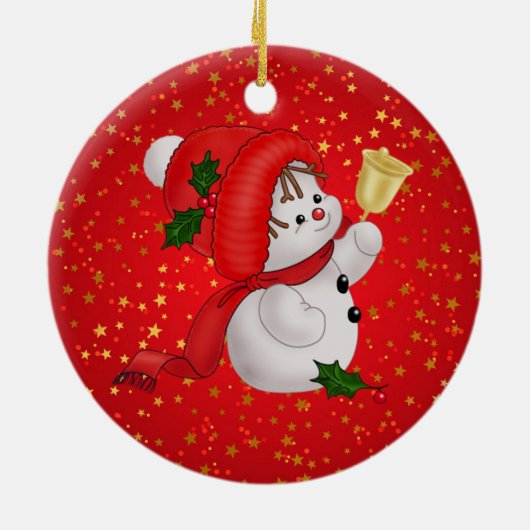 Cute Snowman Keramisch Ornament (Achterkant)