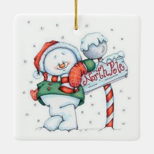 Cute Snowman Keramisch Ornament (Achterkant)