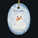 Cute Snowman Keramisch Ornament<br><div class="desc">Een snowman die zo schattig is met roze wangen en sneeuwvlokken om hem heen.</div>