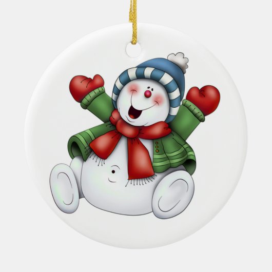 Cute Snowman Keramisch Ornament (Achterkant)