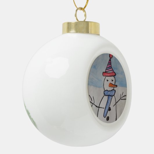 Cute Snowman Keramische Bal Ornament (Links)