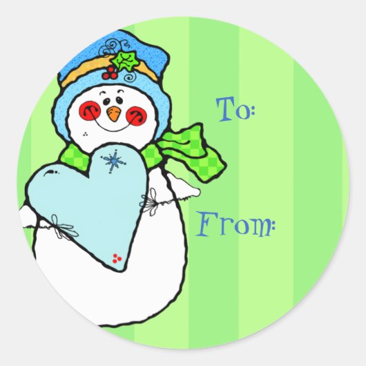 Cute Snowman-kerstcadeaus Ronde Sticker (Voorkant)
