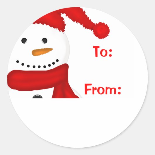 Cute Snowman-kerstcadeaus Ronde Sticker (Voorkant)