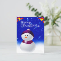 Cute Snowman Kerstfeestdag Briefkaart