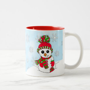 Cute snowman-kerstFeestdagen Tweekleurige Koffiemok