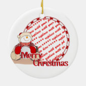 Cute Snowman Kerstfoto Lijst Keramisch Ornament (Achterkant)