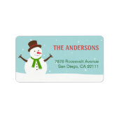 Cute Snowman-kerstgroet Prettige feestdagen Etiket (Voorkant)