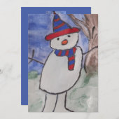 Cute Snowman-kerstkaart Feestdagenkaart (Voorkant / Achterkant)