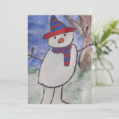 Cute Snowman-kerstkaart Feestdagenkaart (Staand voorkant)