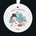 Cute Snowman Kerstmis Acrylic Ornament<br><div class="desc">Kerstacrylversiering met een schattige snowman,  bunny en kerstboom in een sneeuwbos. U kunt de tekst gemakkelijk personaliseren.</div>