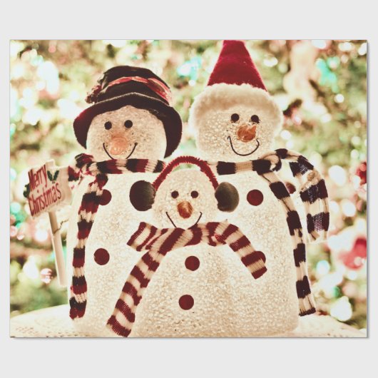 Cute Snowman Kerstmis Cadeaupapier (Vlak)