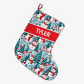 Cute Snowman Kerstmis, persoonlijk gepersonaliseer Grote Kerstsok (Voorkant (Hangend))