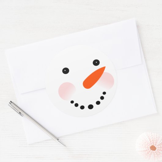 Cute Snowman Kerstmis Ronde Sticker (Envelop)