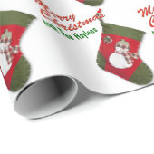 Cute Snowman Kerstmis Stopt White, gepersonaliseer Cadeaupapier (Rol Hoek)