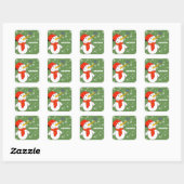 Cute Snowman  Kerstmis Vierkante Sticker (Vel)