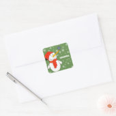 Cute Snowman  Kerstmis Vierkante Sticker (Envelop)